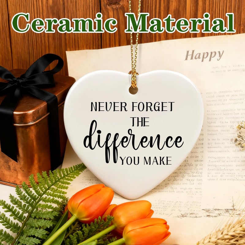 Jocidea Never Forget The Difference You Make - Leaving Gifts for Work Colleagues, Thank You Gift, Inspirational & Appreciation Gifts for Teacher, Friend, Coworker, Retiree, Ceramic Christmas Ornament - Image 3